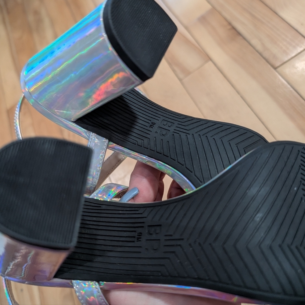New! BP. | Lula Holographic Block Heel Sandals - Size 9 - Picture 7 of 13